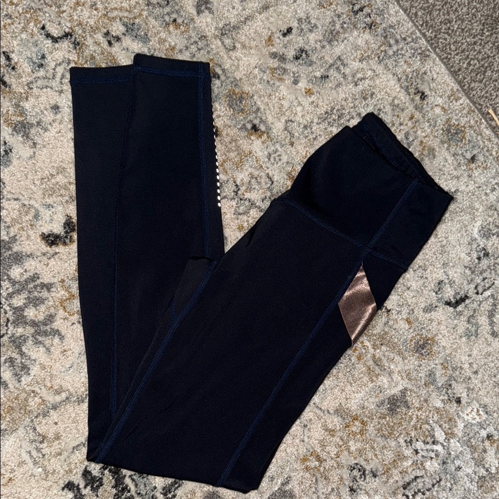 Black Leggings with Blue Stitching